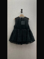 Noir Kei Ninomiya Noir Kei Ninomiya Shirt, Black, Tulle Crew Neck Sleeveless Top w/ Embroidered Frills