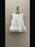 Comme des Garcons Comme des Garcons Shirt, White, Cotton Crew Neck Sleeveless Top w/ Ruffles