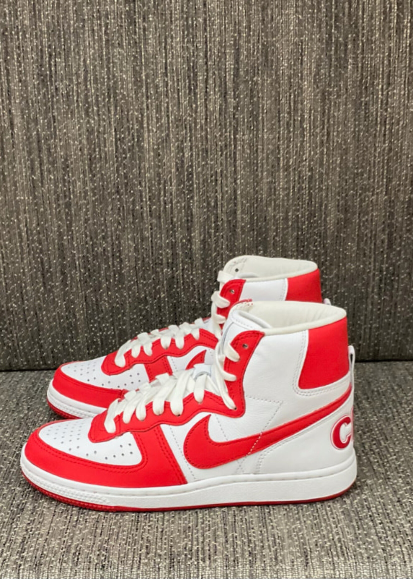 Comme des Garcons Homme Plus Comme des Garcons Homme Plus Sneakers, Multi, Nike High Top Padded Pull Tab Sneakers in White & Red