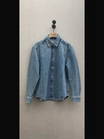 Khaite Khaite Jacket, Blue, Argo Cotton Denim Collared Simple Oversized Button Up Top In Bryce
