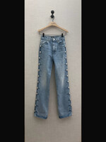 Khaite Khaite Jeans, Blue, Danielle Cotton Denim High Waisted Straight LegStudded Jeans In Canton