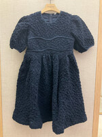 Cecilie Bahnsen Cecilie Bahnsen Dress, Navy, Simi Cotton Crew Neck Mini Dress in Blue w/ Puff Sleeves