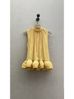 Lanvin Lanvin Top, Yellow, High Neck Sleeveless Flared Top In Corn w/ Ruffles