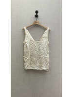 Lanvin Lanvin Top, White, Crinkled Satin Crew Neck Sleeveless Tank Top In Chalk
