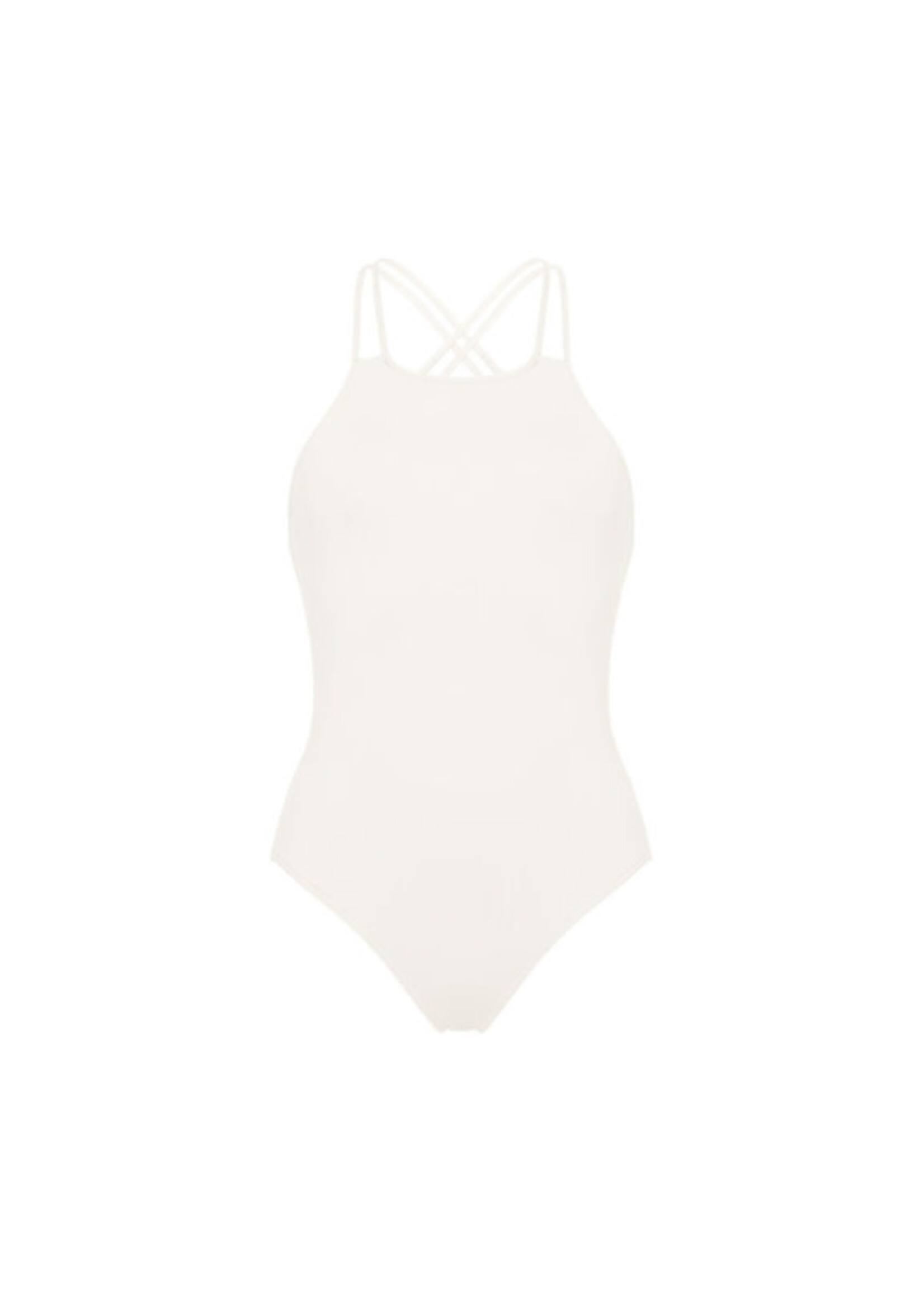Eres Eres Swimwear, White, Copaiba Tank One Piece Swimsuit In Precale w/ Crossed Straps