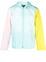 Comme des Garcons Play Comme des Garcons Play Coat, Multi, CDG Play x Beatles Unisex Hooded Zip UP in Blue Yellow & Pink w/ Back Print