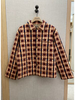 Bode Bode Jacket, Multi, Reversible Bouquet Cloth  Quilt Collared Button Up Jacket in Brown & Beige