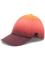 Courreges Courreges Hat, Multi, Cotton Gradient Sunset Cap in Burgundy & Orange