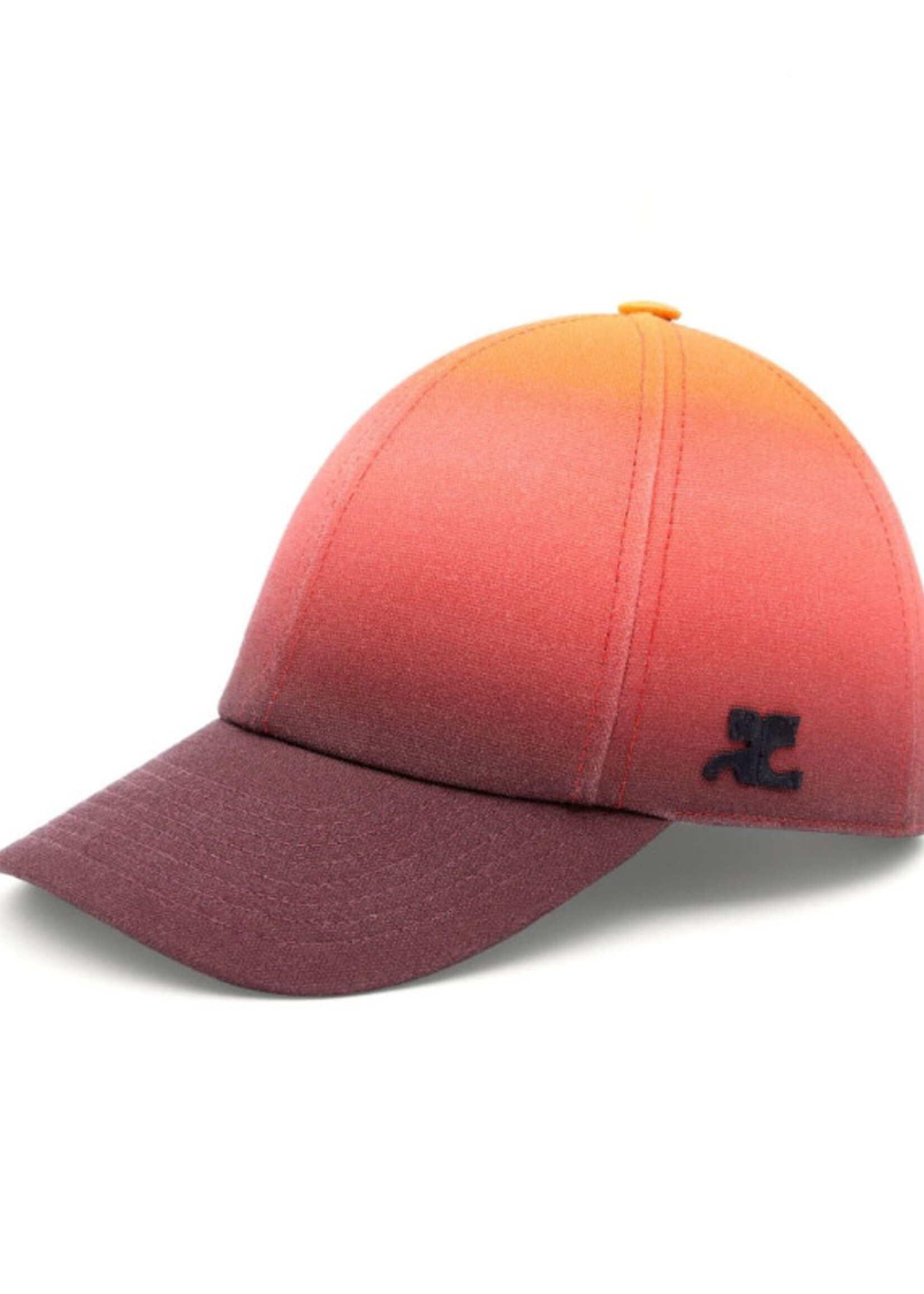 Courreges Courreges Hat, Multi, Cotton Gradient Sunset Cap in Burgundy & Orange
