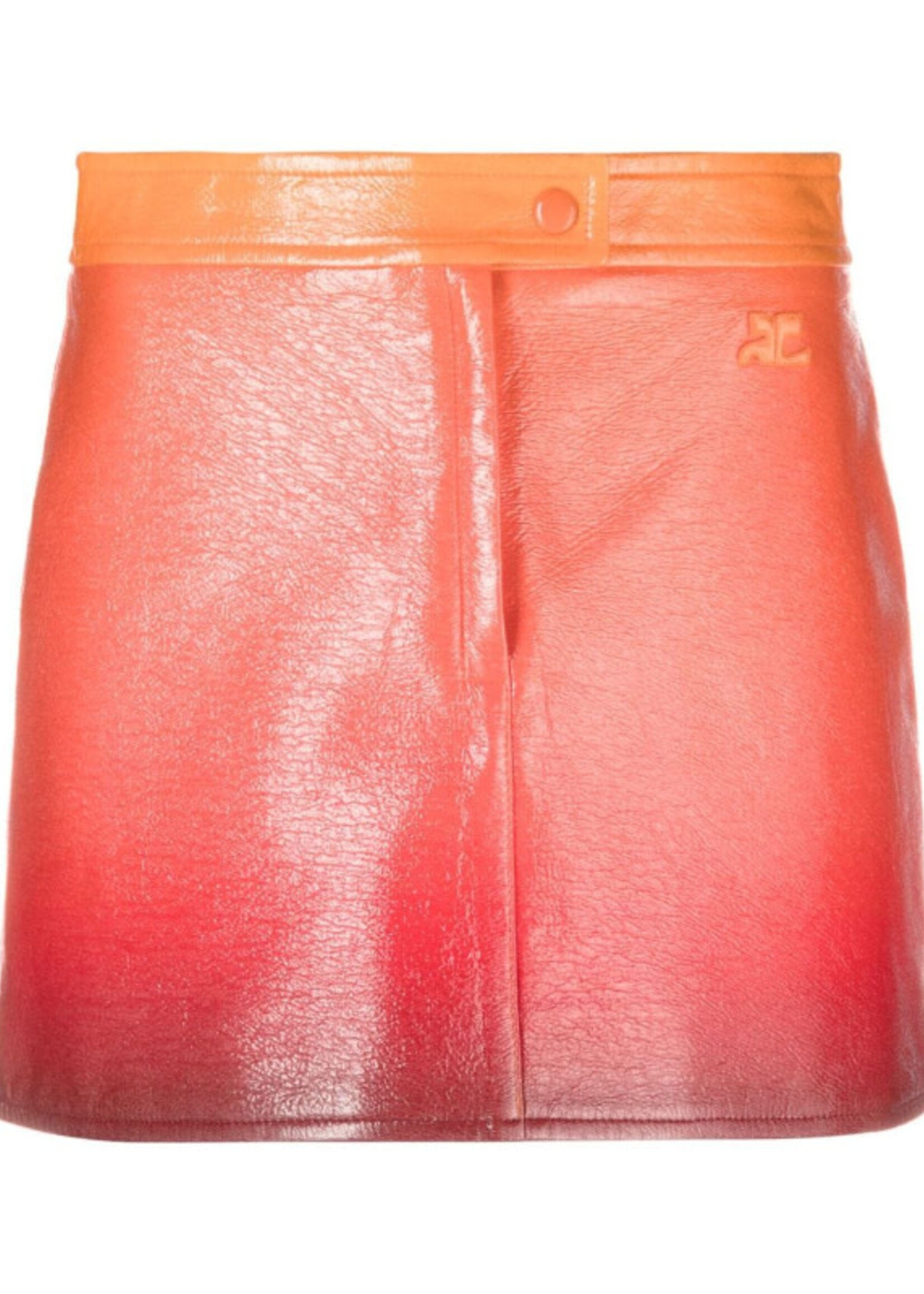 Courreges Courreges Skirt, Multi, Vinyl Reedition Iconic Mini Skirt in Gradient Sunset w/ Logo Embroidery
