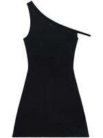Courreges Courreges Dress, Black, Bumpy One Shoulder Asymmetric Mini Dress w/ Logo
