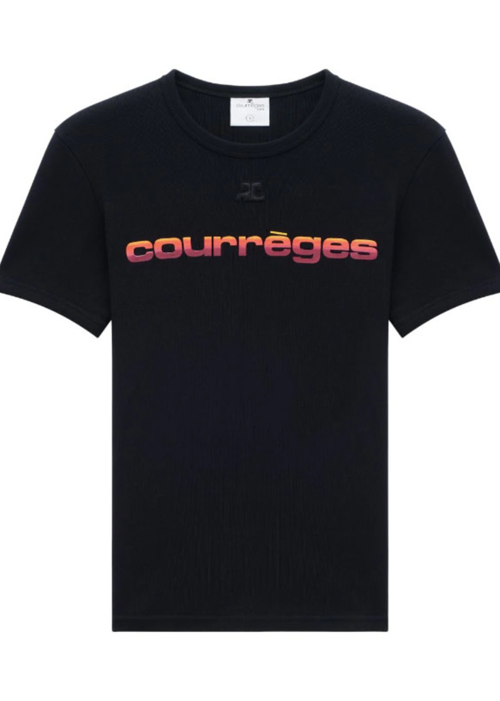 Courreges Courreges T-Shirt, Black, Cotton Crew Neck Bumpy Sunset T-Shirt w/ Logo