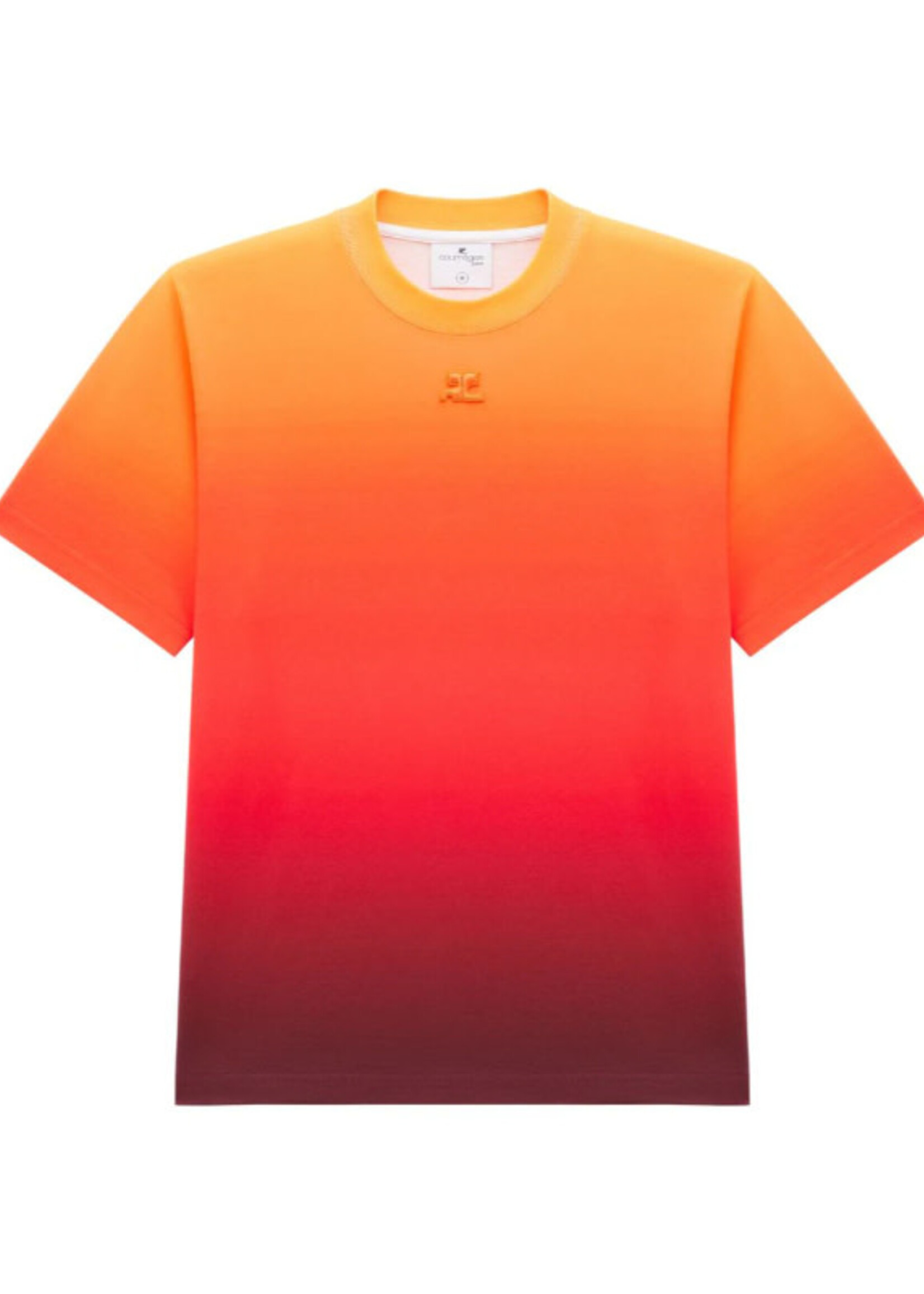 Courreges Courreges T-Shirt, Print, Cotton Crew Neck Gradient Sunset T-Shirt in Orange