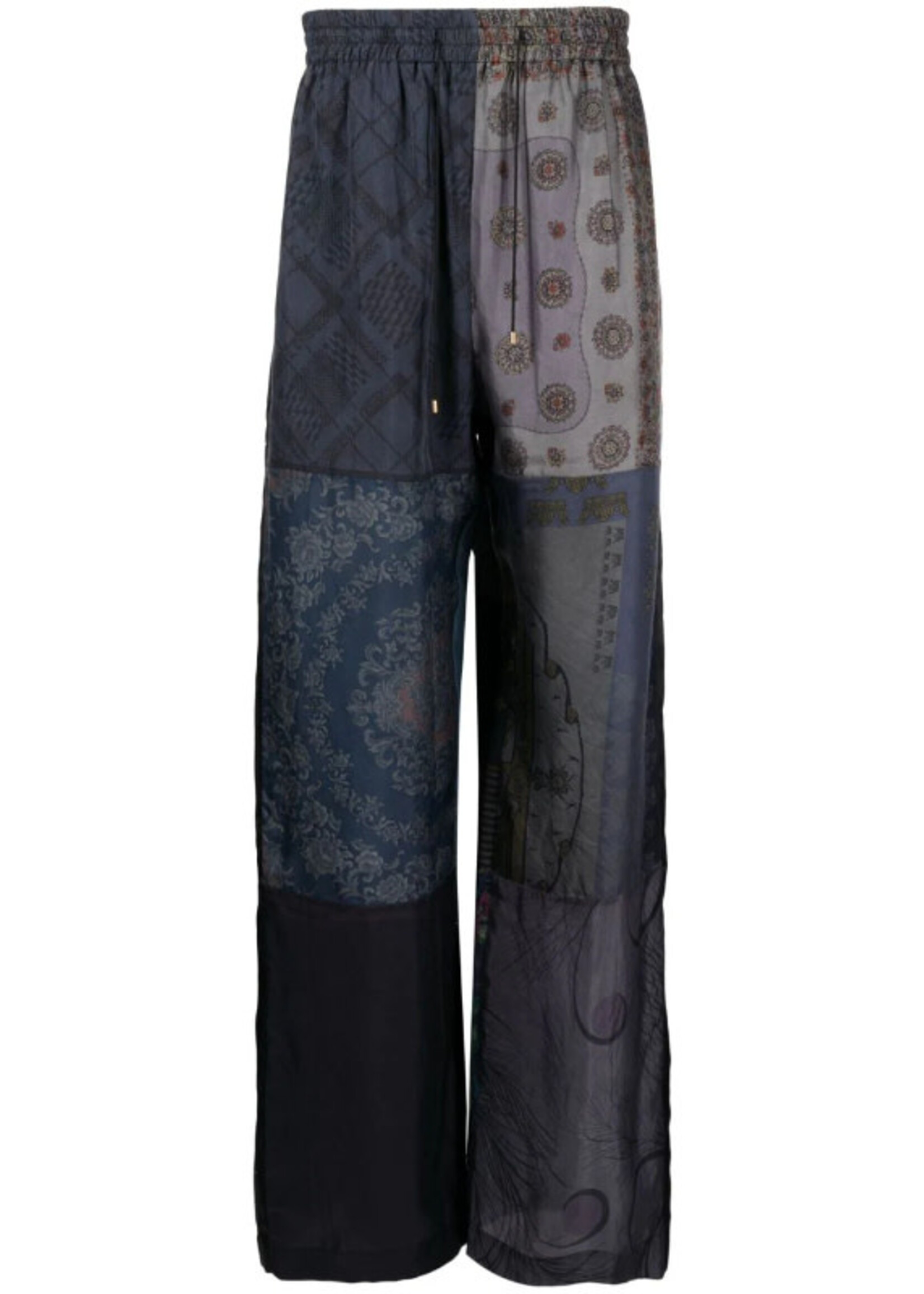 Marine Serre Marine Serre Pants, Multi, Regenerated Silk Scarves Elasticated Waist Wide Leg Pyjama Pants In Bok Choy