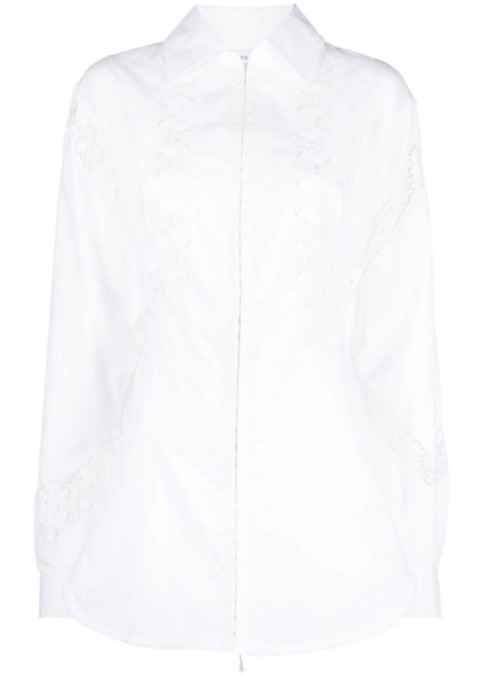 Marine Serre Marine Serre Dress, White, Regenerated Linen Collared Long Sleeve Tailored Mini Dress In White w/ Embroidery