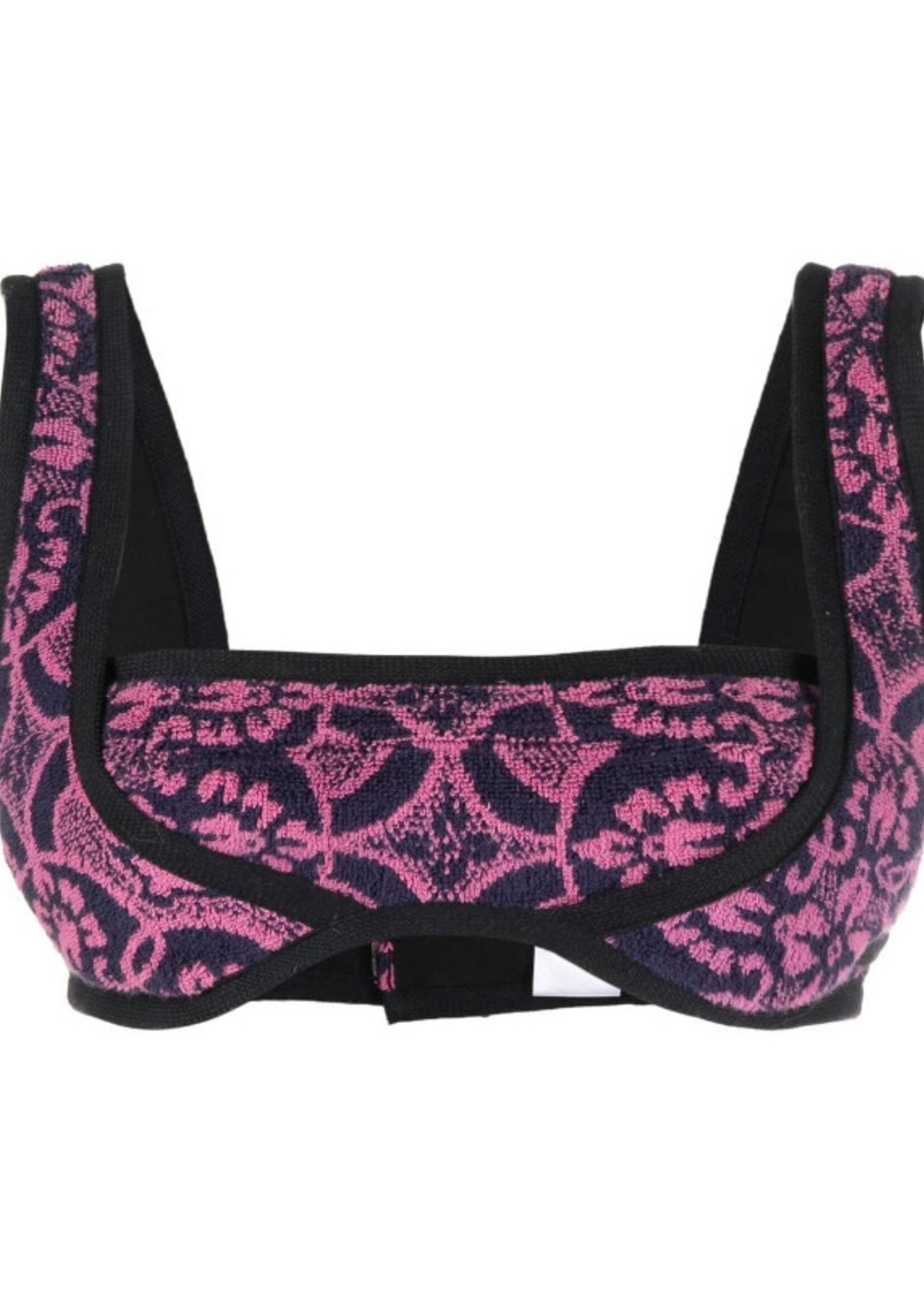 Marine Serre Marine Serre Top, Print, Towels Mini Bra In Oriental Fuchsia Print w/ Wide Straps