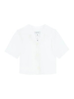 Marine Serre Marine Serre Shirt, White, Regenerated Linen Collared Cropped Shirt In White w/ Embroidery