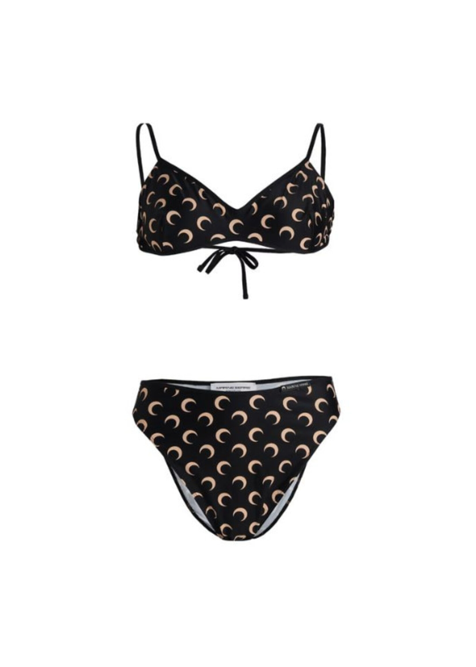 Marine Serre Marine Serre Swimwear, Print, Two-Piece Bikini In Black & Tan w/ All Over Moon Print