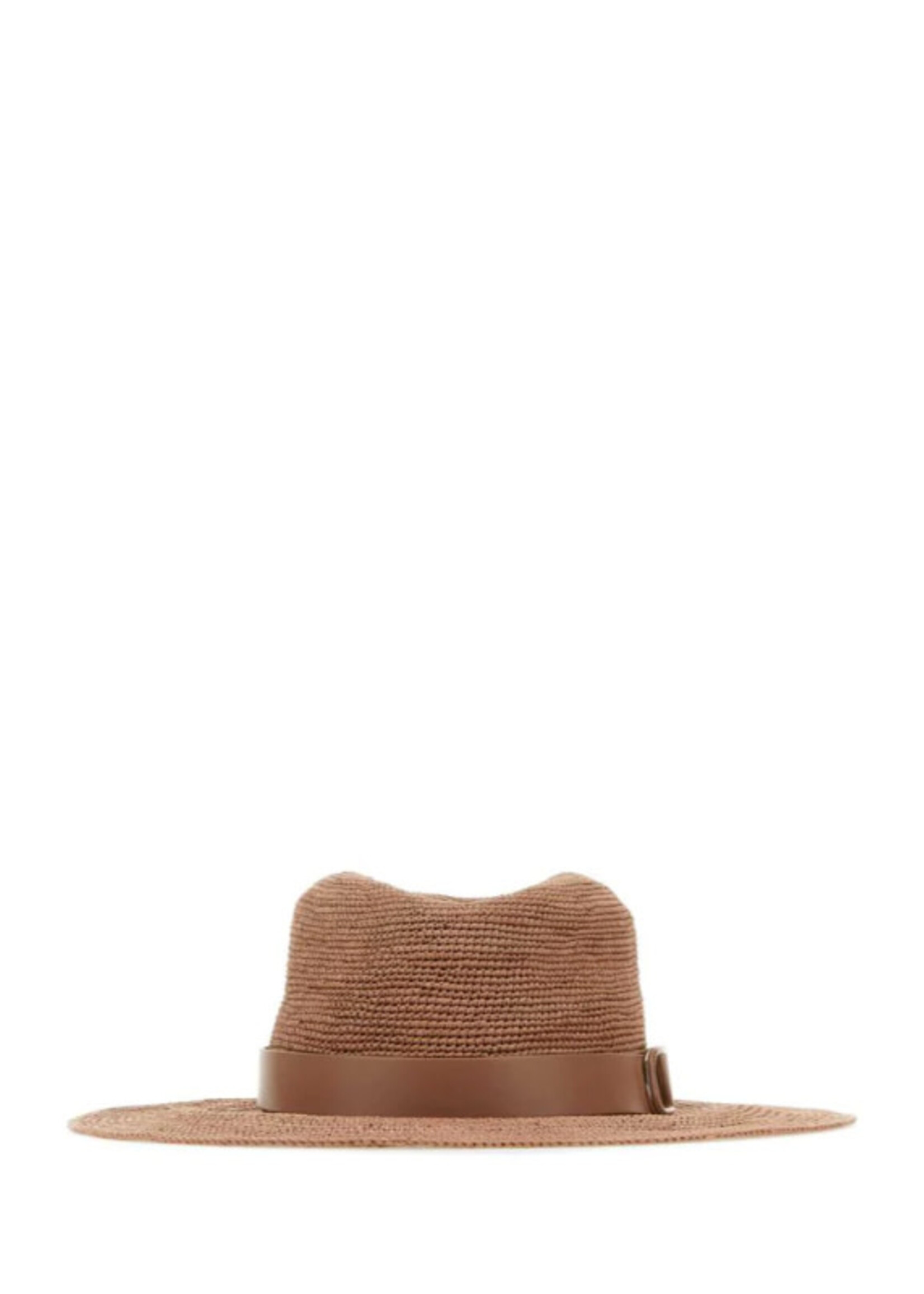 Valentino Valentino Hat, Beige, Fedora Straw Bucket Hat In Light Camel w/ V Signature Logo