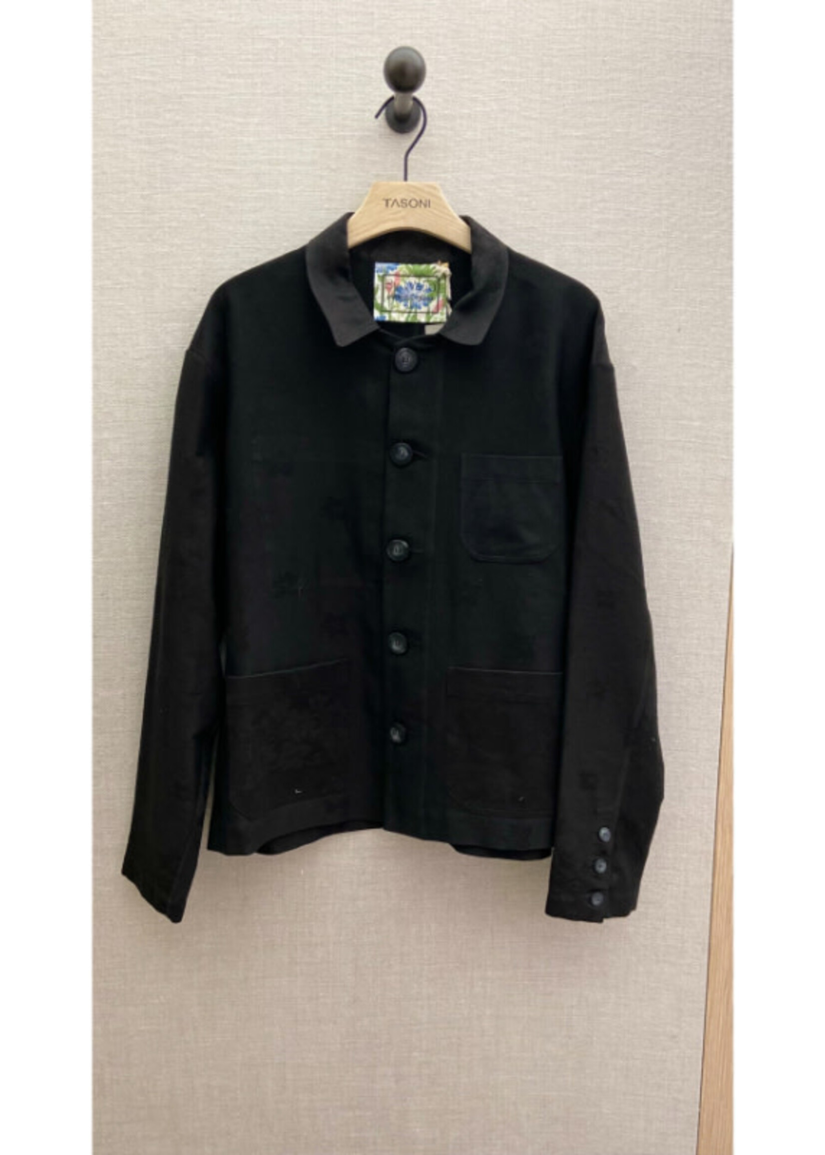 By Walid By Walid Jacket, Black, Alex Linen & Cotton Collared Button Up Shirt Jacket