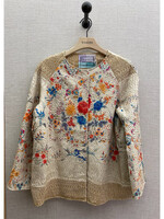 By Walid By Walid Jacket, Multi, Cecilia Colarles 19th Century Hand Embroidered Silk Piano Shawl Jacket In Light Beige & Multicolour