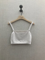 Alexandra Golovanoff AGT Knitwear, White, Bracach Cashmere & Cotton  Strap Cropped Top In Riz