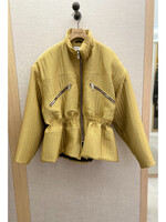 Arienne Birchler Arienne Birchler Jacket, Gold, Zipped Up Quilted Peplum Bomber w/ Pockets