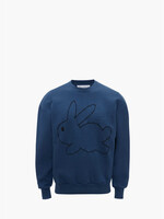 J.W. Anderson J.W. Anderson Sweatshirt, Navy, Cotton Regular Fit Crew Neck Sweater / Bunny Contour Embroidery