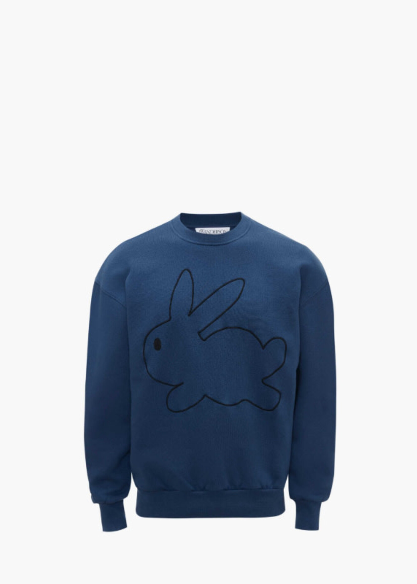 J.W. Anderson J.W. Anderson Sweatshirt, Navy, Cotton Regular Fit Crew Neck Sweater / Bunny Contour Embroidery