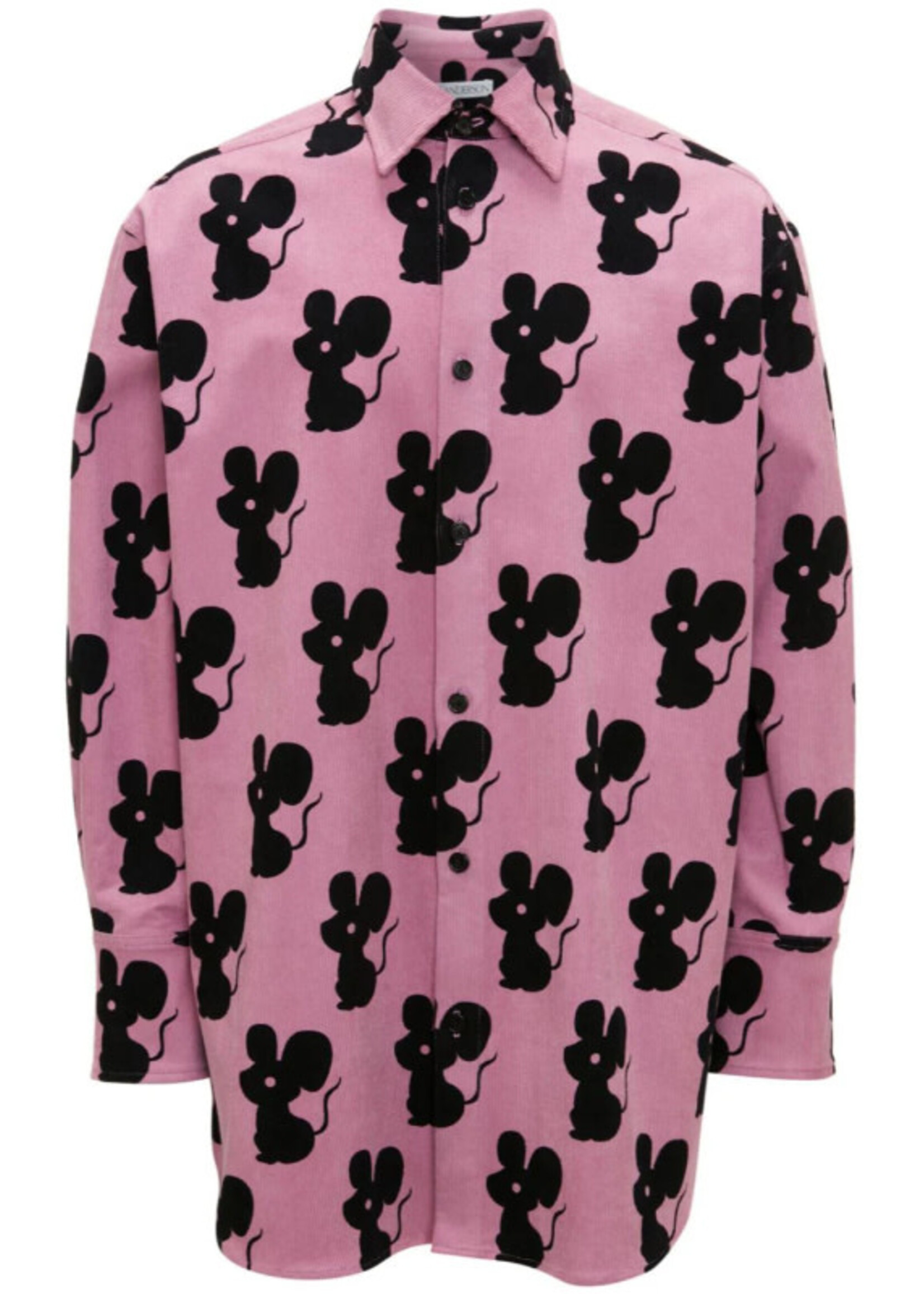 J.W. Anderson J.W. Anderson Shirt, Print, Cotton Collared Oversized Shirt In Lilac & Black w/ All Over Mouse Print