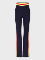 Rabanne Paco Rabanne Trousers, Multi, Fitted Elasticated Waist Flared Pants In Navy & Gold w/ Stripes