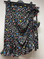 Rabanne Paco Rabanne Skirt, Print, Asymmetric Draped Mini Skirt In Black w/ Flamenco Flower Print