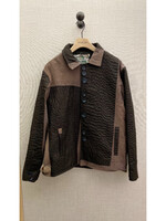 By Walid By Walid Jacket, Multi, Roy Silk & Linen Collared Button Up Kimono Jacket in Brown