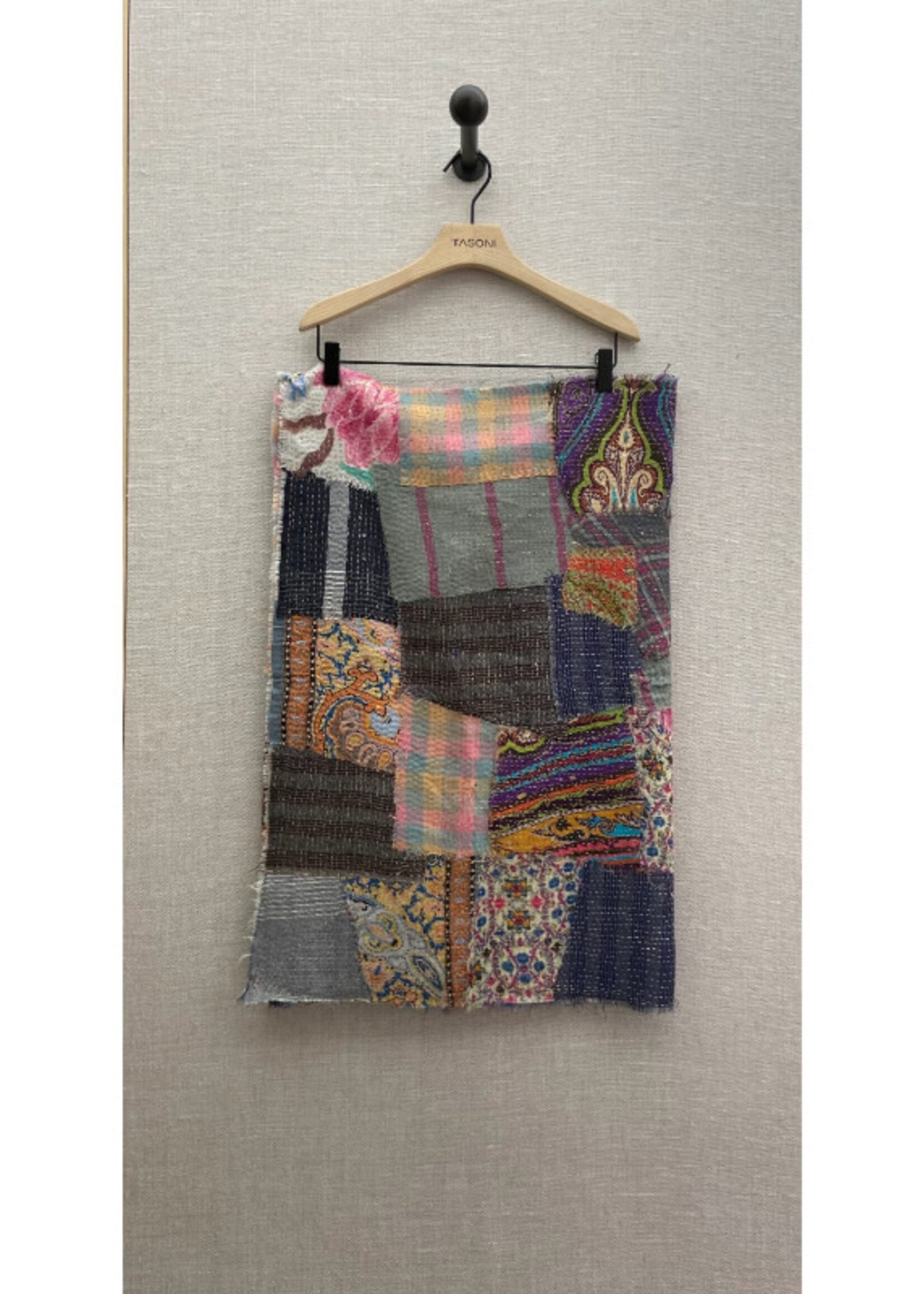 By Walid By Walid Scarf, Multi, Cashmere & Silk Wool Patches Shawl In Dark Base