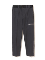 Undercover Undercover Trousers, Grey, Cotton Regular Fit Pleated Pants in Charcoal w/ Belt