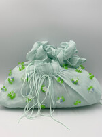 Cecilie Bahnsen Cecilie Bahnsen Bag, Multi, Fallulah Bag Organdie Midi Ruffled Pouch In Mint & Green  w/ Flower Detail x TASONI Exclusive
