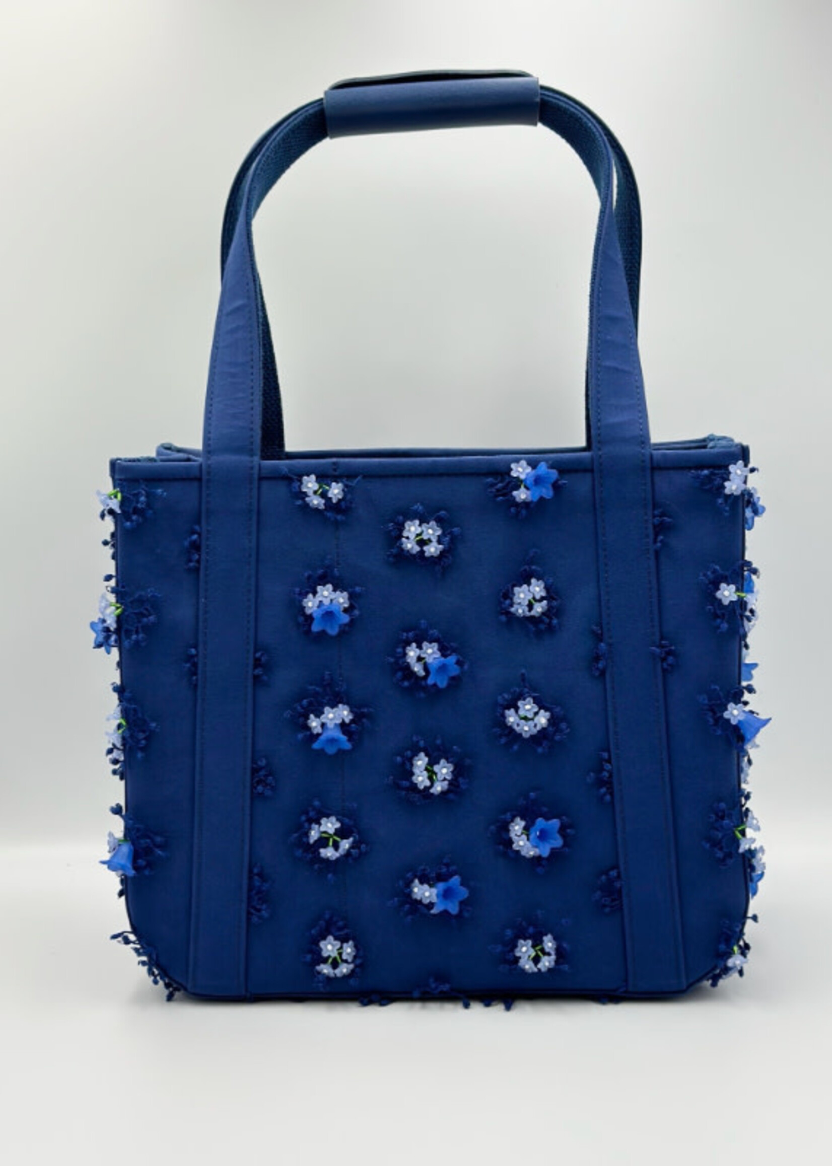 Cecilie Bahnsen Cecilie Bahnsen Bag, Blue, Louise Prairie Embroidered Small Square Tote Bag In Blue x TASONI Exclusive