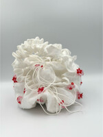 Cecilie Bahnsen Cecilie Bahnsen Bag, Multi, Sofie Beaded Lune Jacquard Beaded Pouch In White & Pink w/ Flower Detail x TASONI Exclusive