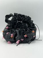 Cecilie Bahnsen Cecilie Bahnsen Bag, Multi, Sofie Beaded Lune Jacquard Beaded Pouch In Black & Pink w/ Flower Detail x TASONI Exclusive