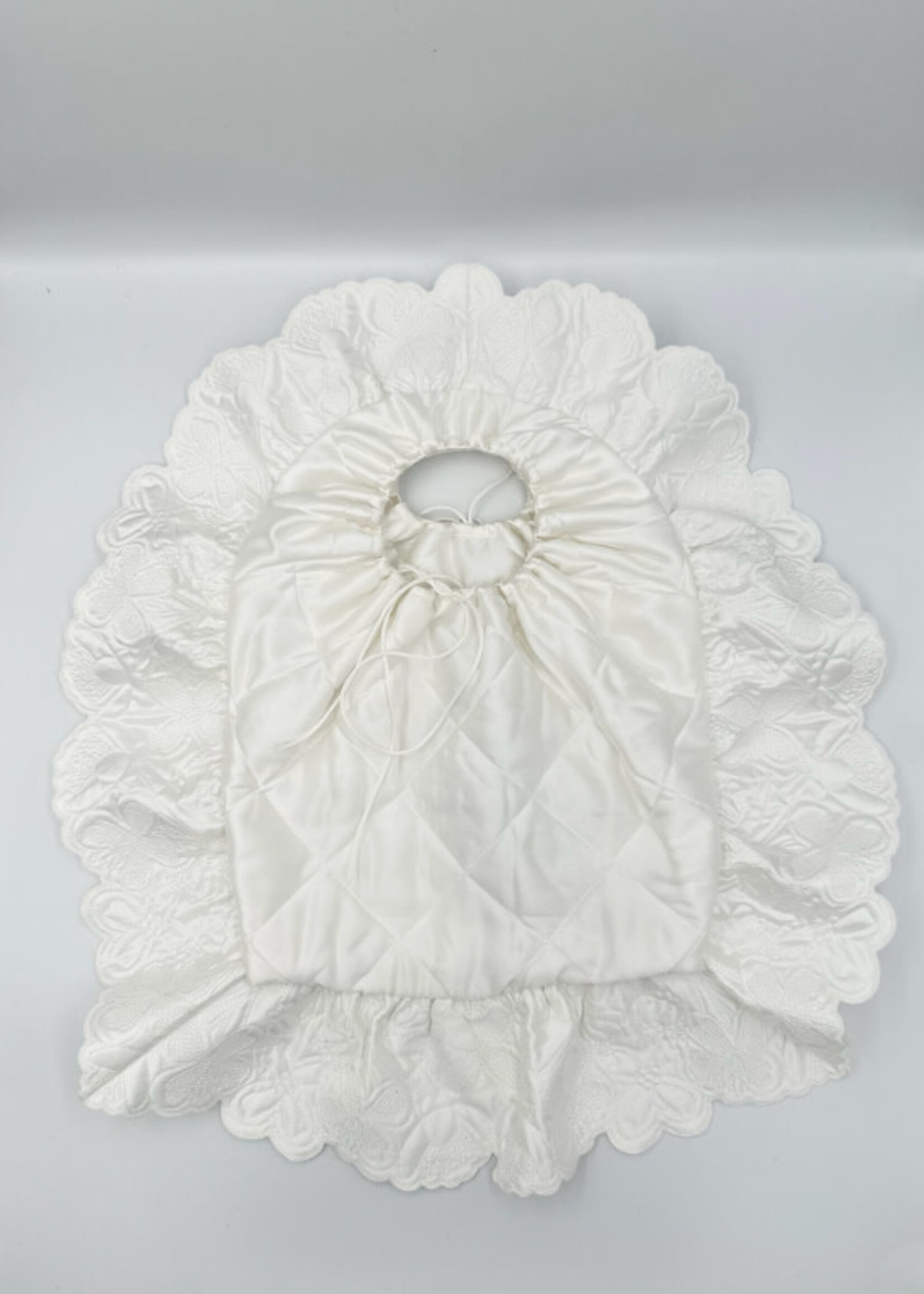 Cecilie Bahnsen Cecilie Bahnsen Bag, White, Sapphire Silk Quilted Hand Bag in Ivory w/ Gathered Edge Trim x TASONI Exclusive