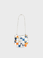Rabanne Paco Rabanne Bag, Silver, Iconic Sparkle Nano 69 Shoulder Bag in Silver, Bright Orange & Blue