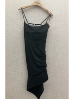 Mugler Mugler Dress, Black, Slip Bralette Cut Out See Through Mesh Detail Dress w/ Ruffled Skirt