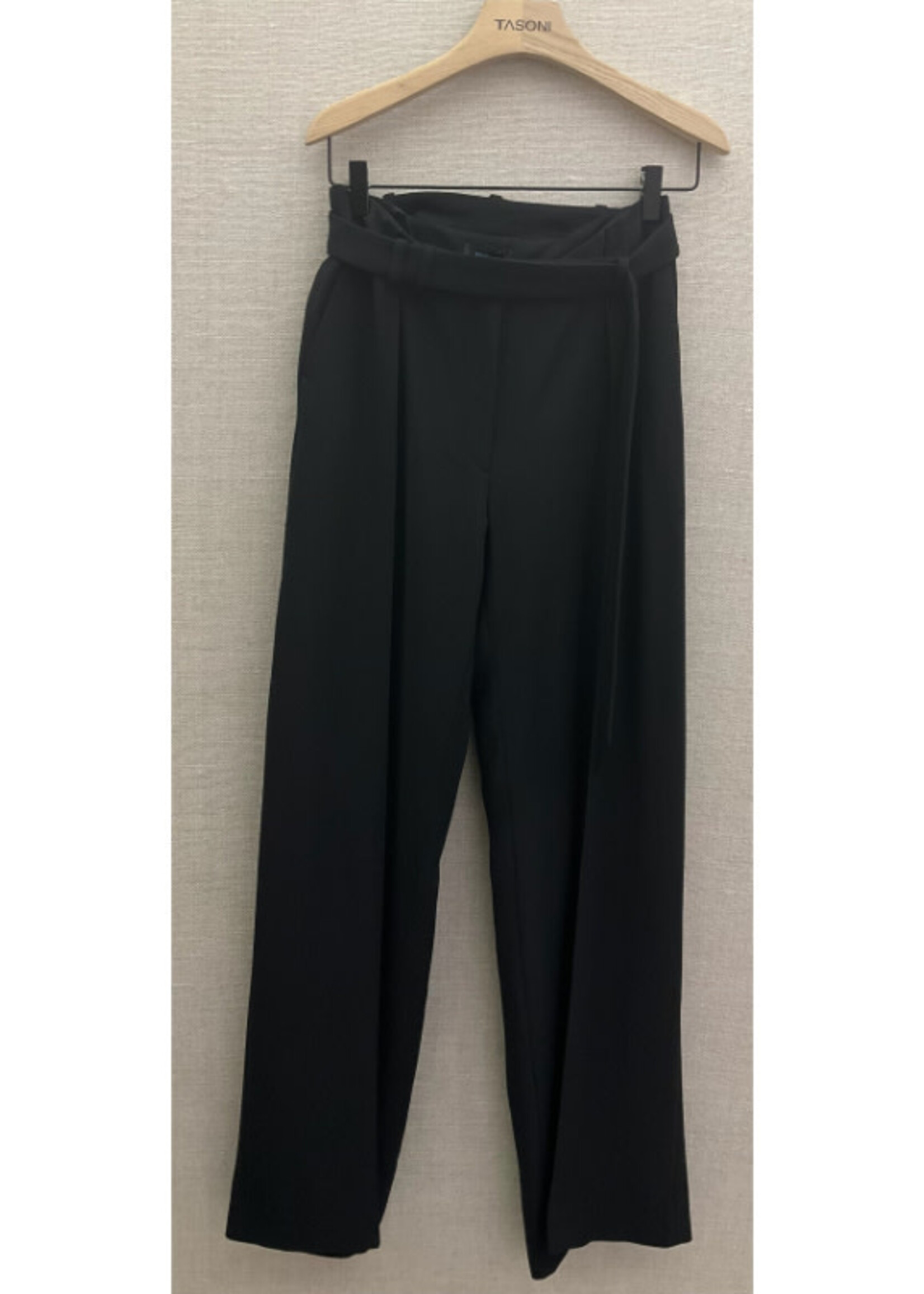 Mugler Mugler Pants, Black, Low Waist Wide Leg Fluid Belted Pants w/ Pleats