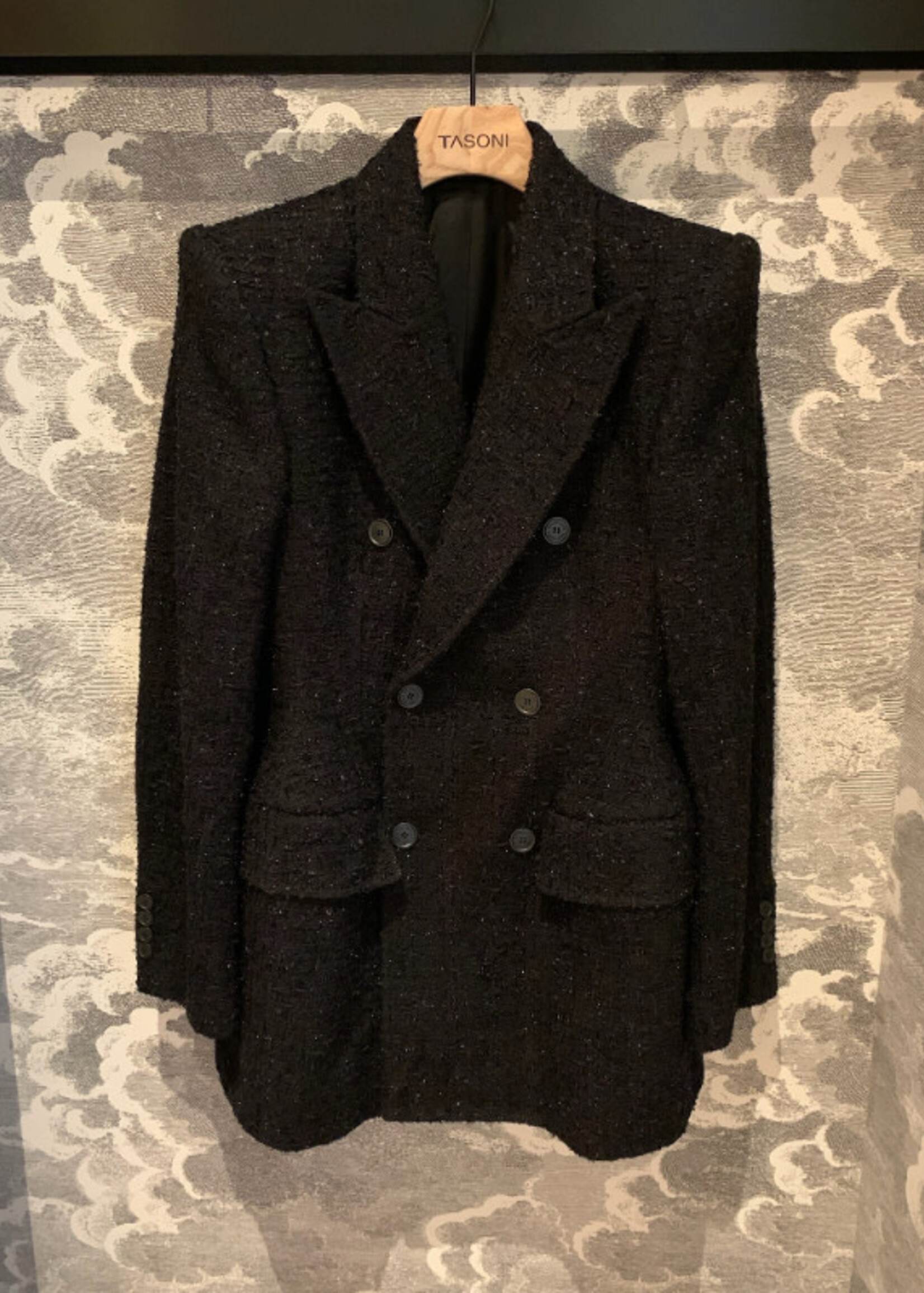 Balenciaga Balenciaga Jacket, Black, Collared Double Breasted Hourglass Blazer w/ Flap Pockets