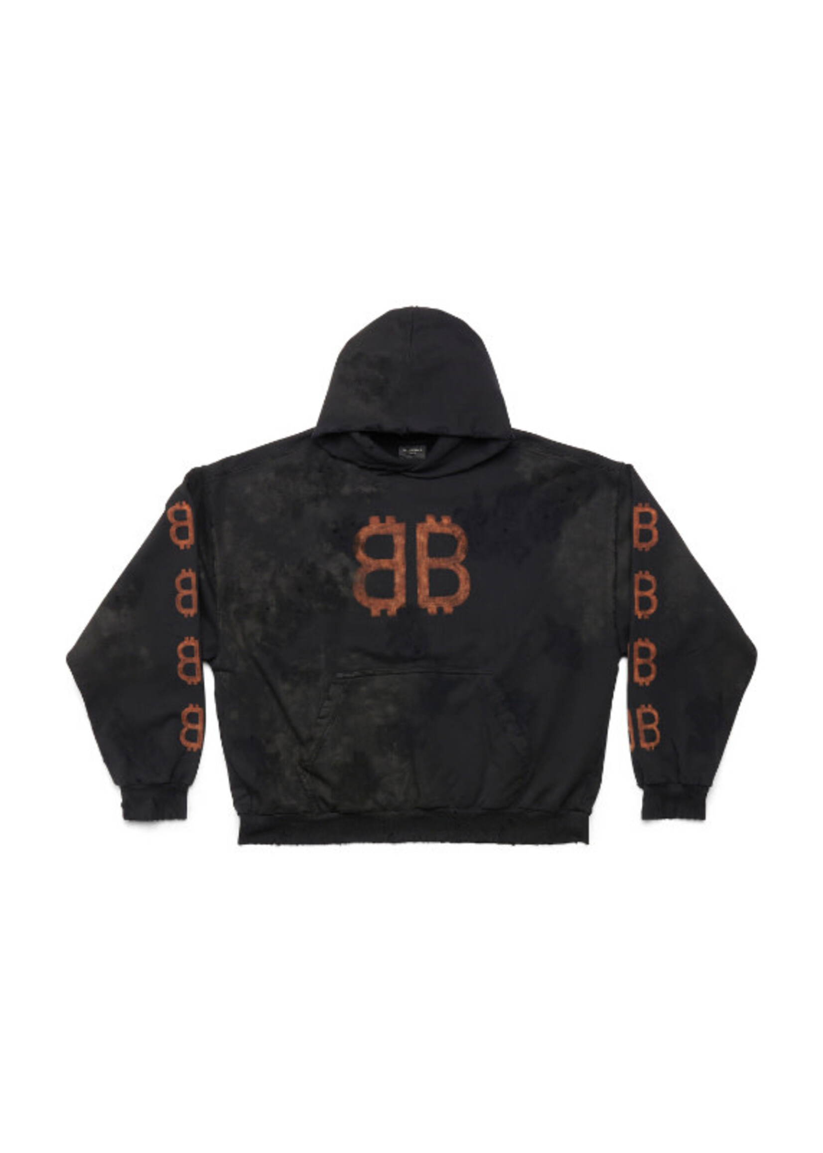 Balenciaga Balenciaga Sweatshirt, Black, Crypto Cotton Regula Fit Hodie w/ Brown Crypto Artwork