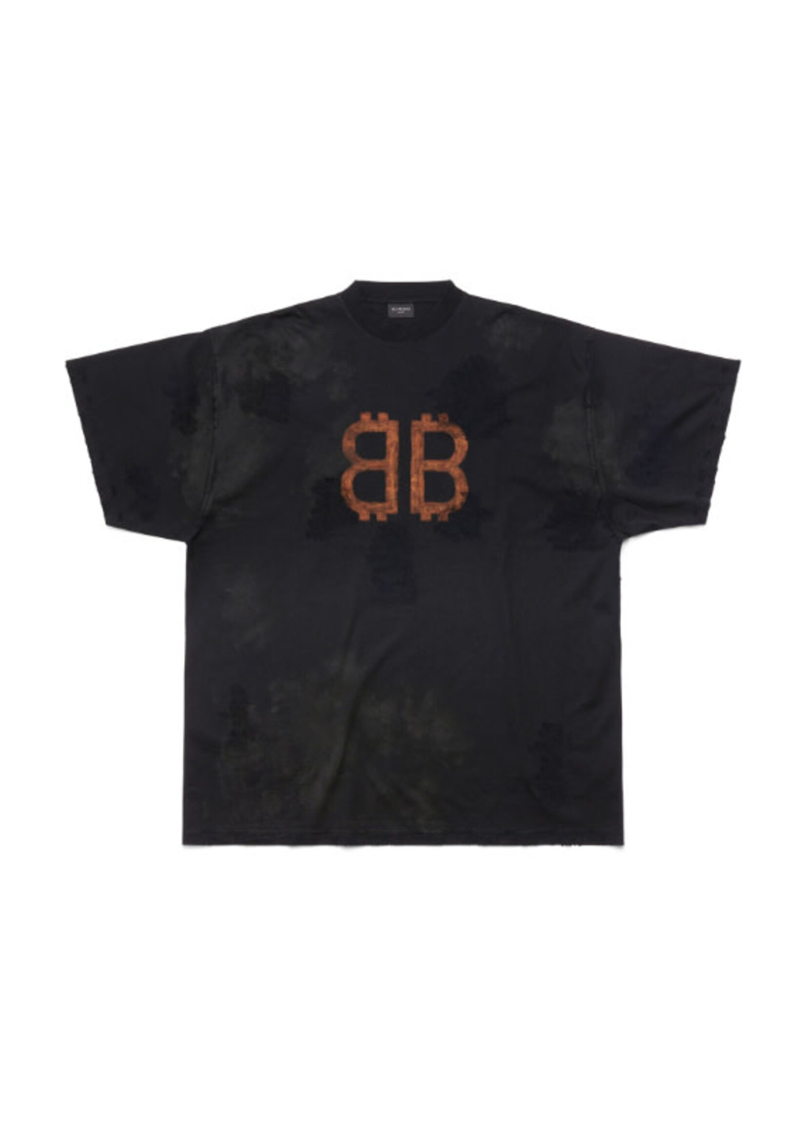Balenciaga Balenciaga T-Shirt, Black, Crypto Cotton Oversized Crew Neck T-Shirt w/ Brown Crypto Artwork