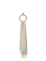 Loewe Loewe Scarf, Beige, Cashmere 35X170 Fringed Scarf In Light Beige w/ Embroidered Contrast Anagram