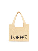 Loewe Loewe Bag, Beige, Font Raffia Tote Medium Bag In Natural w/ Black Logo