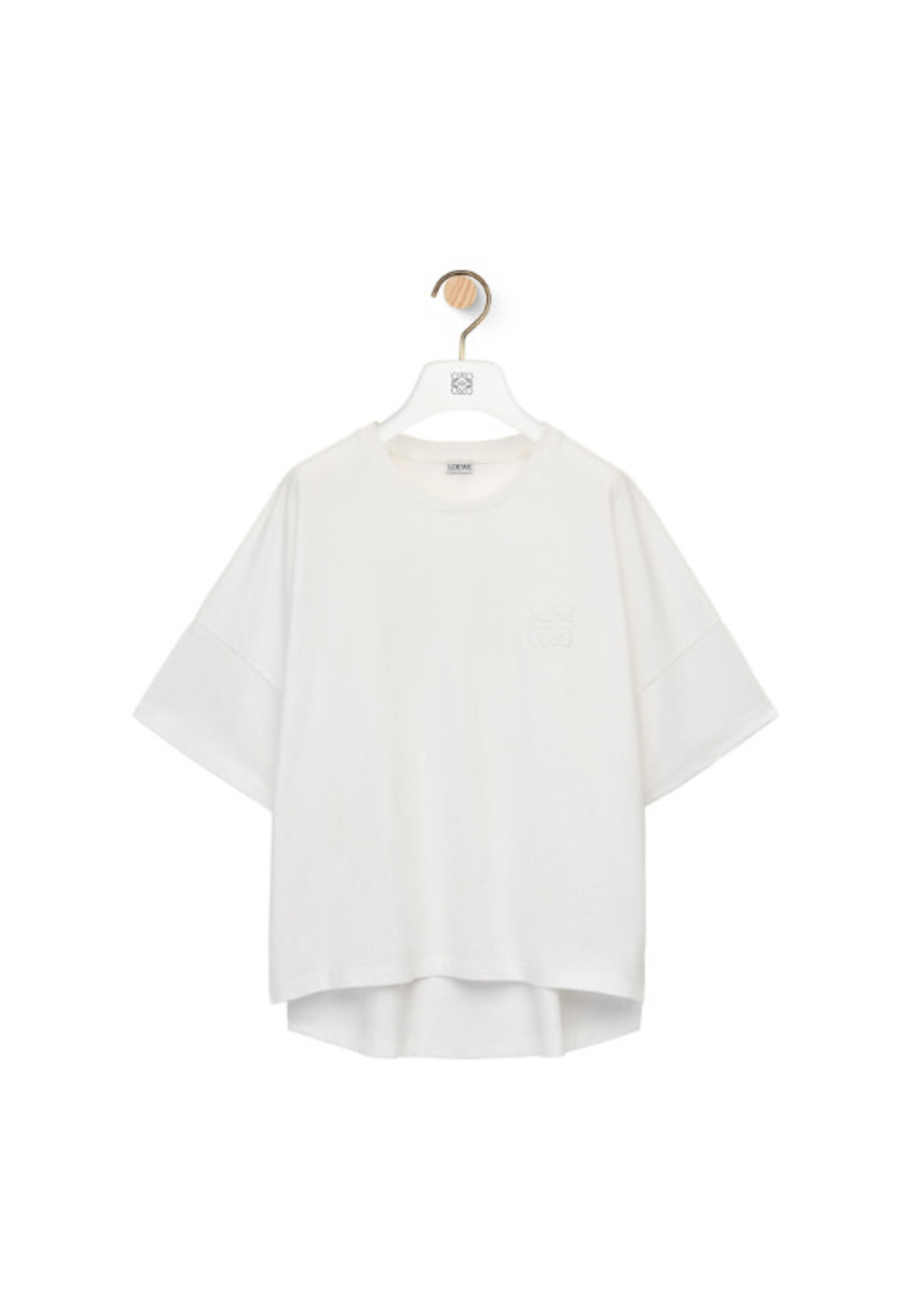 Loewe Loewe T-Shirt, White, Cotton Oversized Crew Neck Asymmetric  w/ Anagram
