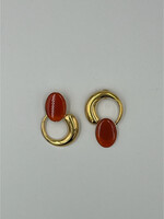 Destree Destree Earrings, Multi, Sonia Moon Gold Plated Piercing Earrings in Red